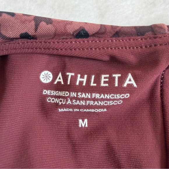 Athleta Choclate Floral Camo Keyhole Back One Piece Swimsuit Brown - Picture 7 of 8